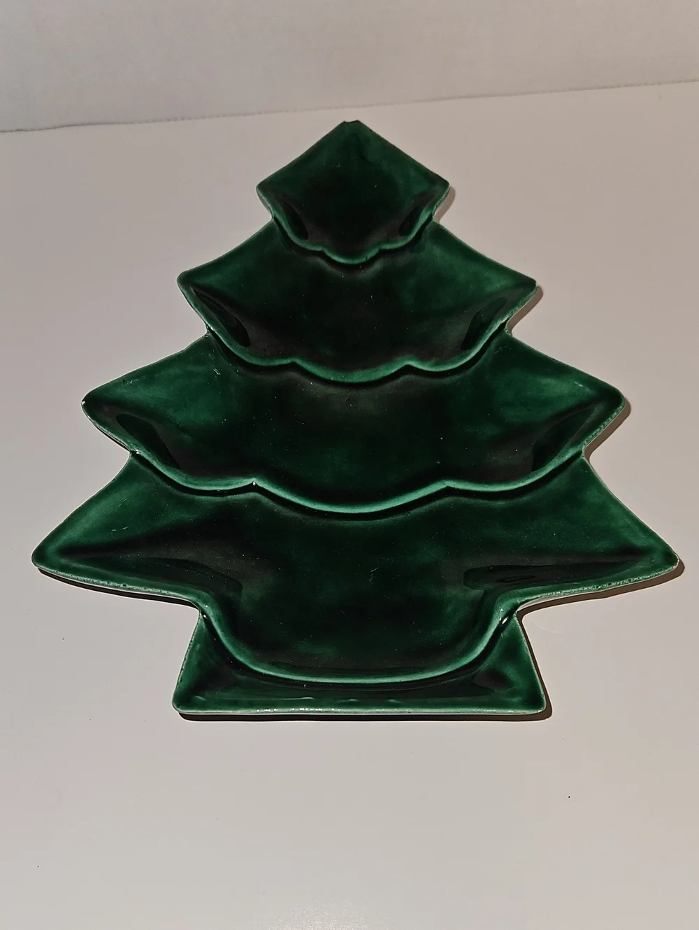 Green Ceramic Christmas Tree Serving Dish
